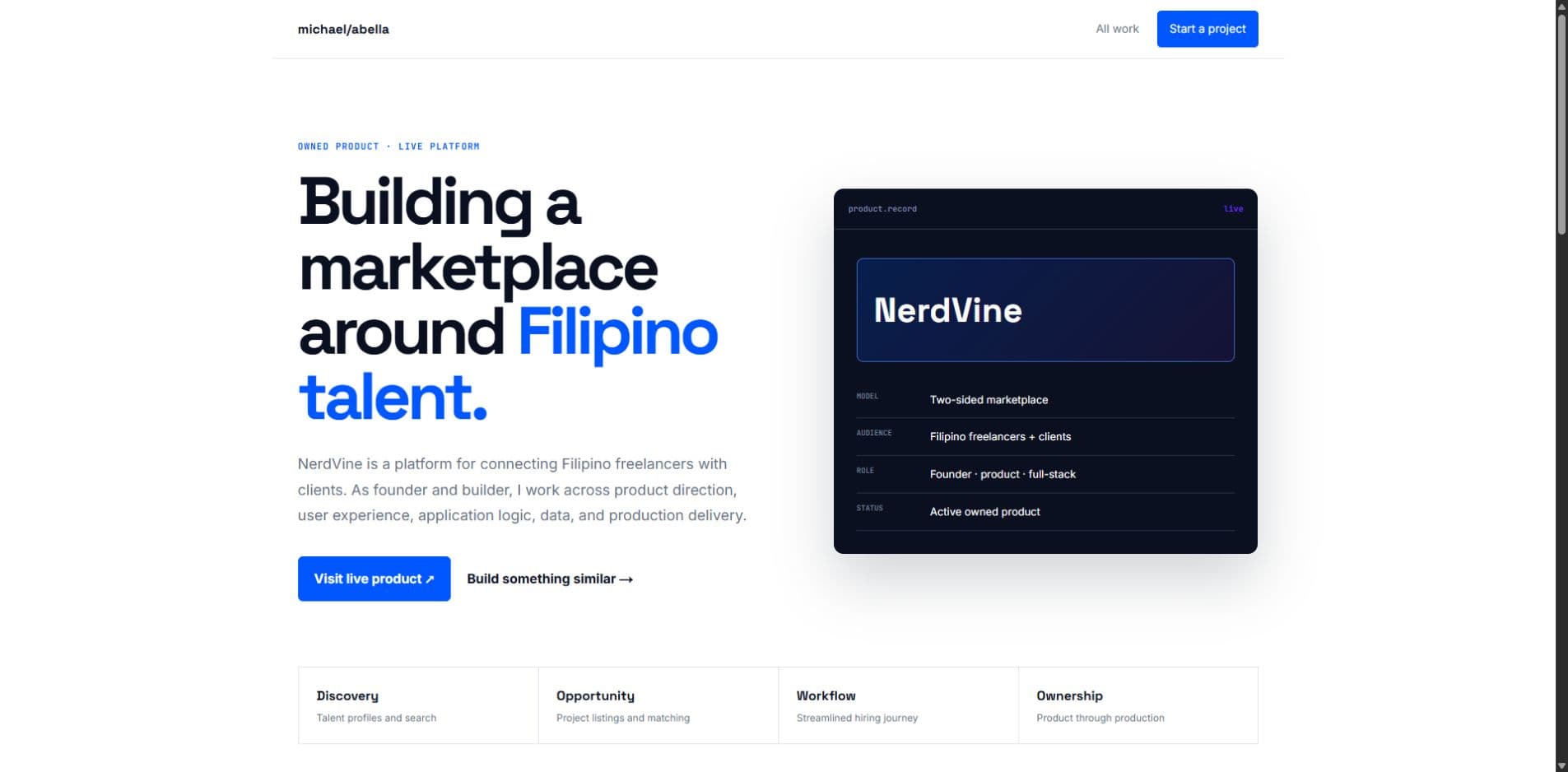 NerdVine product case study interface